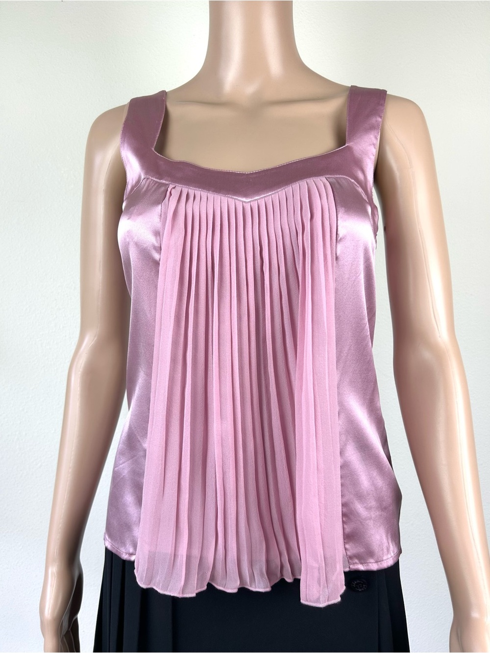 Marciano Dusty Pink Silk Pleated Front Camisole